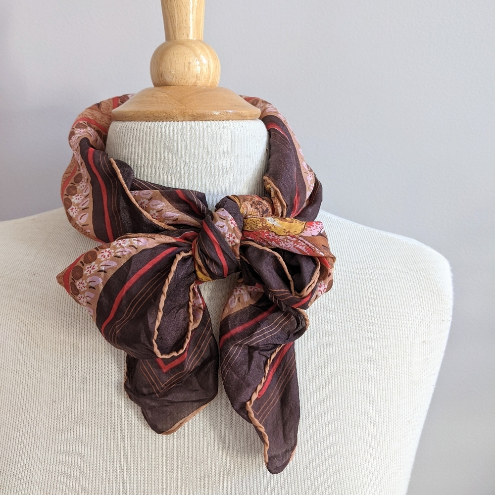 Brown Silk Square Scarf